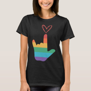 Camiseta Símbolo de Amor Arco-íris ASL Surdo