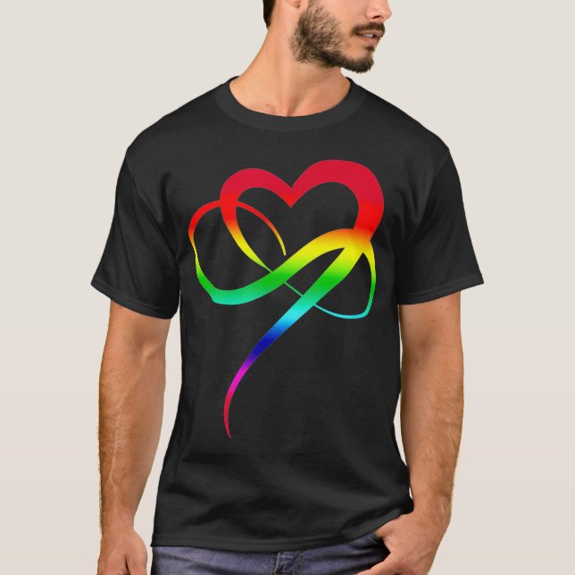 Camiseta Símbolo de amor de arte LGBTQ Arco Arco-Íris Infin (Frente)