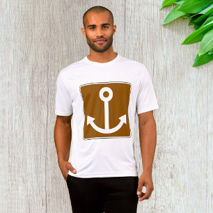 Camiseta Símbolo de Âncora Náutica Sinal de Marina Marrom