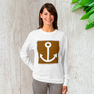 Camiseta Símbolo de Âncora Náutica Sinal Marrom Marina