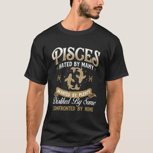 Camiseta Símbolo de Astrologia peixes Símbolo Zodiac Sinal  (Frente)