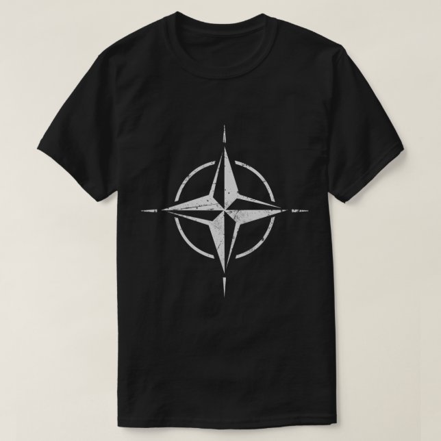 Camiseta Símbolo de bandeira OTAN da NATO - Aliança Militar (Frente do Design)