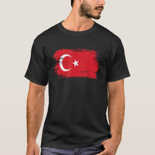 Camiseta Símbolo de Bandeira Turquia de Perfil Eu Amo Turqu