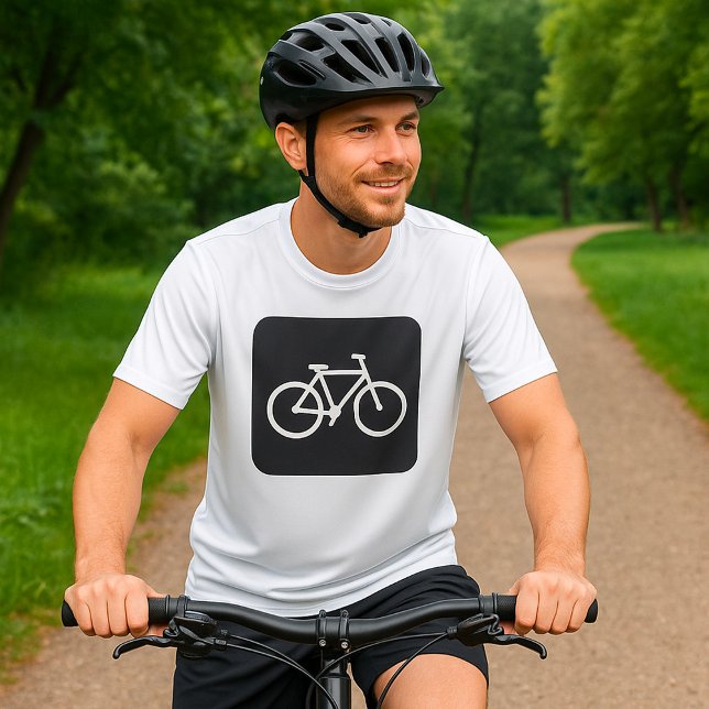 Camiseta Símbolo de Bicicleta Minimalista Preta e Branca (Criador carregado)
