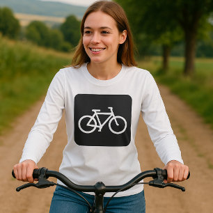 Camiseta Símbolo de Bicicleta Minimalista Preta e Branca