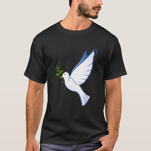 Camiseta Símbolo de Branqueamento de Oliva Voadora de Dove  (Frente)