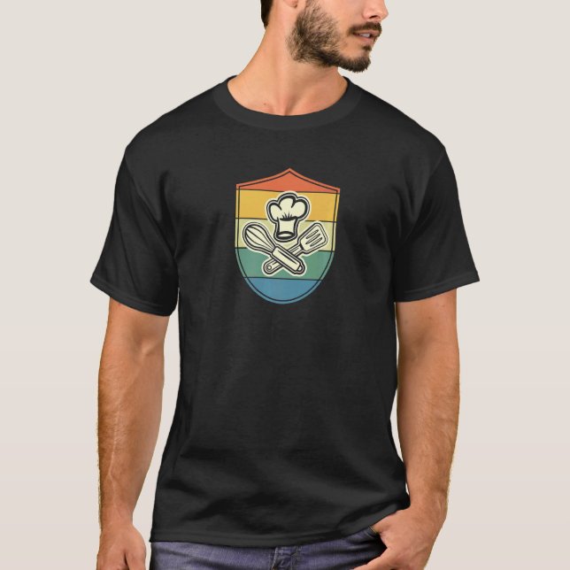 Camiseta Símbolo de Chef com o chapéu e os utensílios Cozin (Frente)
