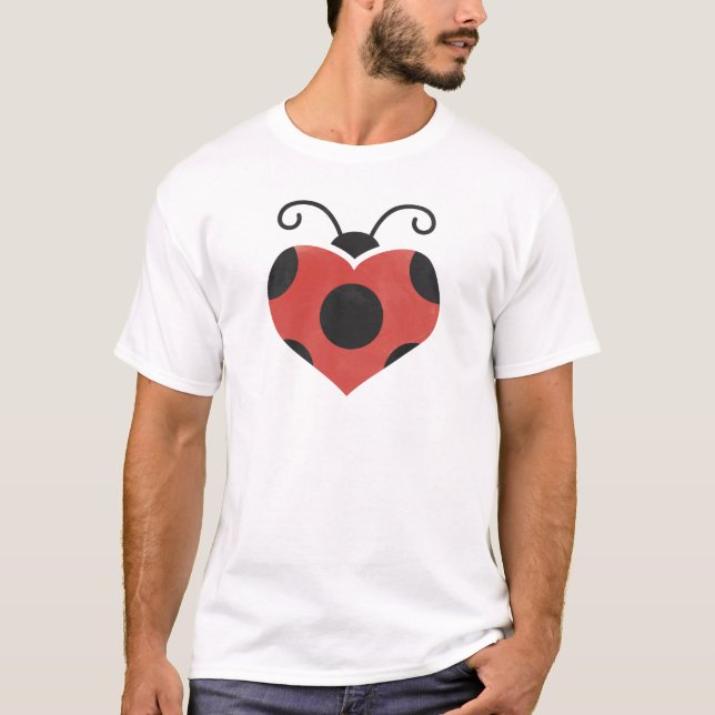 Camiseta Símbolo de Coração Inseto Vermelho Ladybug (Frente)