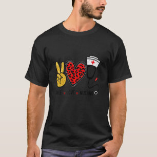 Camiseta Símbolo de Enfermagem Paz Amor Vida de Enfermeira