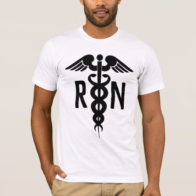Camiseta Símbolo de Enfermeira Masculina Caduceus White Bla (Frente)
