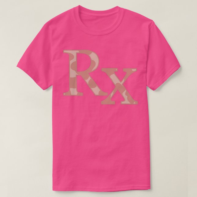 Camiseta Símbolo de farmácia Rx de Impressão de vaca rosa (Frente do Design)