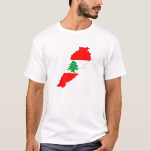 Camiseta símbolo de forma do mapa de bandeira do país líban