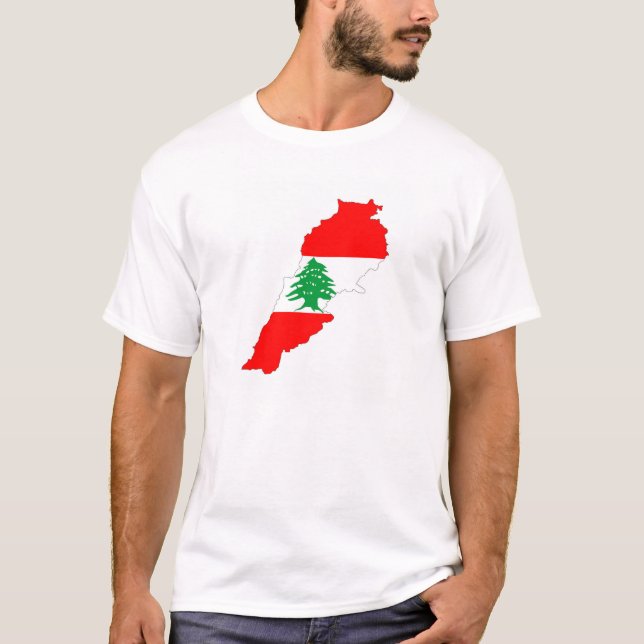Camiseta símbolo de forma do mapa de bandeira do país líban (Frente)