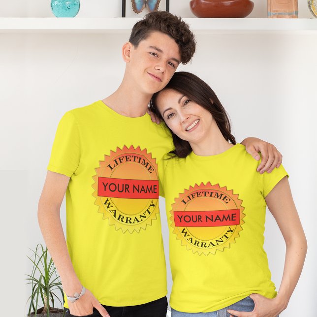Camiseta Símbolo de garantia vitalícia Seu nome de t-shirt  (Lifetime Warranty Symbol Your Name Unisex T-shirt)