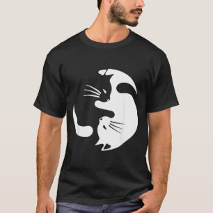 Camiseta Símbolo de Gato Yin Yang Gatinho Preto e Branco Fo