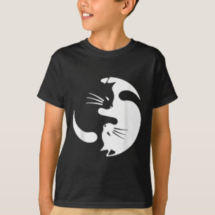 Camiseta Símbolo de Gato Yin Yang, preto-e-branco, bonito