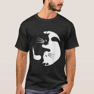 Camiseta Símbolo de Gato Yin Yang, preto-e-branco, bonito