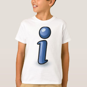 Camiseta Símbolo de Ícone de Informação Azul Lustroso