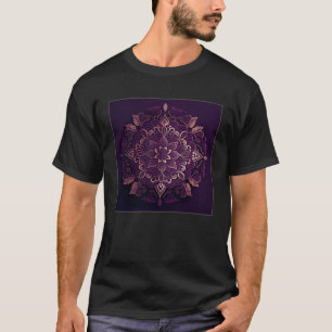 Camiseta Símbolo de Ilustração de Lace Floral Roxo Mandala