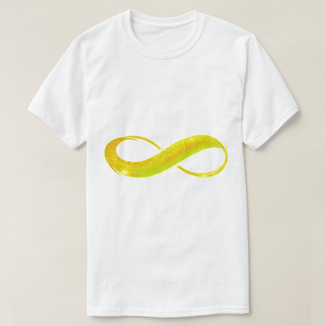 Camiseta Símbolo de INFINIDADE Amarelo ouro Neurodiversity  (Frente do Design)