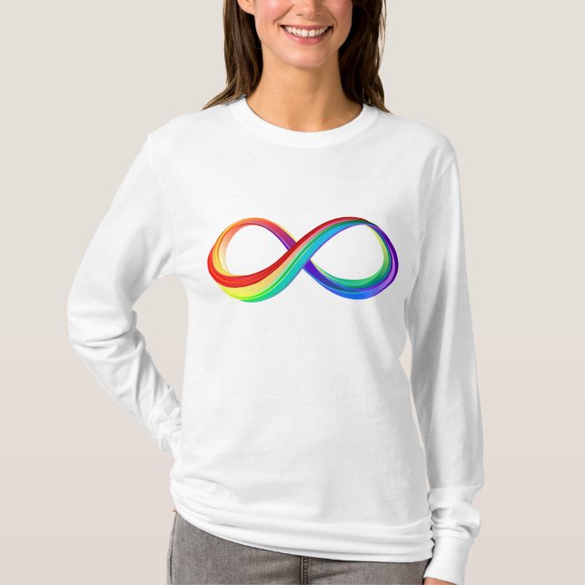 Camiseta Símbolo de Infinidade Arco-Íris em Camadas (Frente)