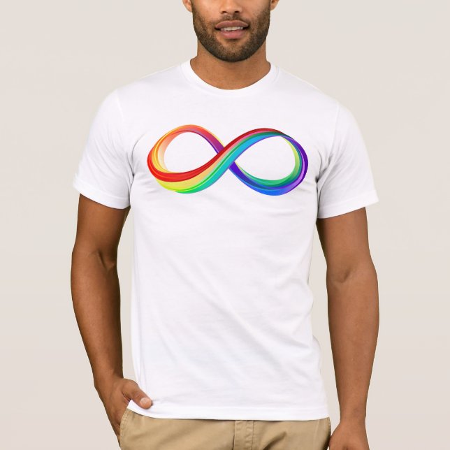 Camiseta Símbolo de Infinidade Arco-Íris em Camadas (Frente)