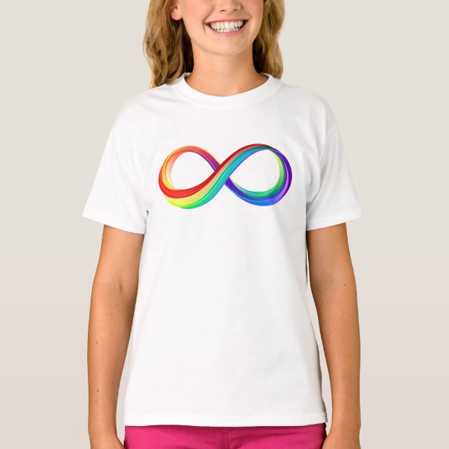Camiseta Símbolo de Infinidade Arco-Íris em Camadas (Frente)
