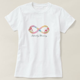 Camiseta Símbolo de Infinito Aquarela Floral Rosa em Flor