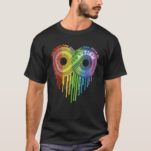 Camiseta Símbolo de Infinito Arco-íris do Autismo Conscient (Frente)