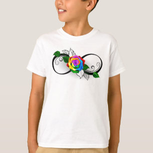 Camiseta Símbolo de Infinito com Rosa Arco-íris