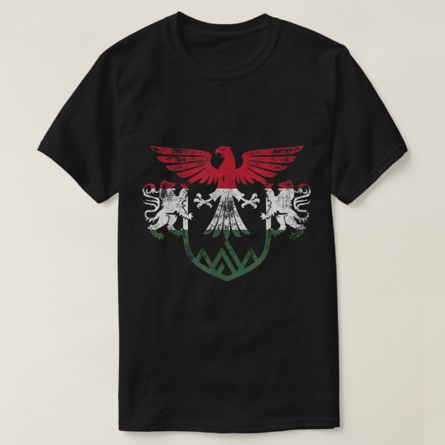 Camiseta Símbolo de Leões e Águia da Hungria (Frente do Design)