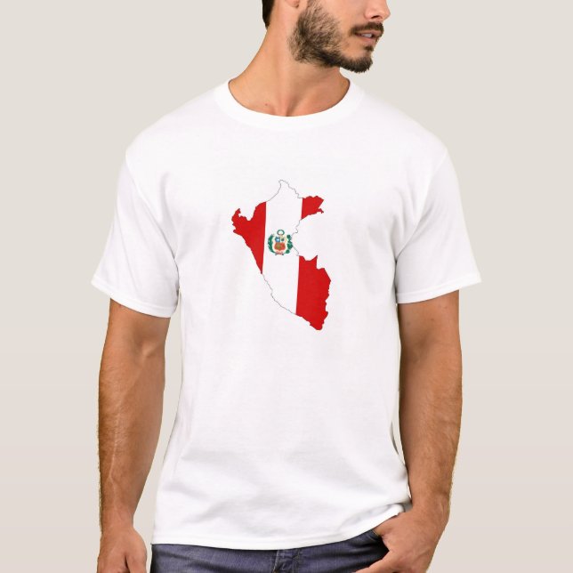 Camiseta símbolo de mapa de forma de bandeira do país peru (Frente)