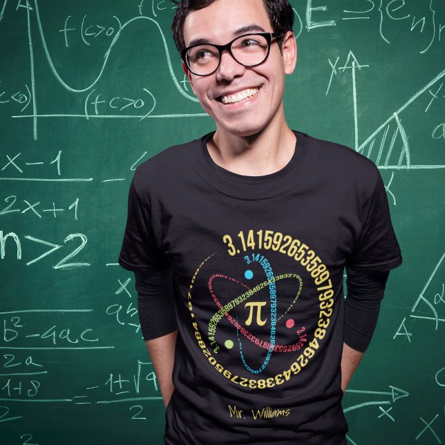 Camiseta Símbolo de Matemática Pi e Atom com Nome (Criador carregado)