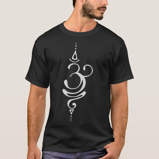 Camiseta Símbolo de Meditação de Om Yoga, Reskrit Antigo Re (Frente)