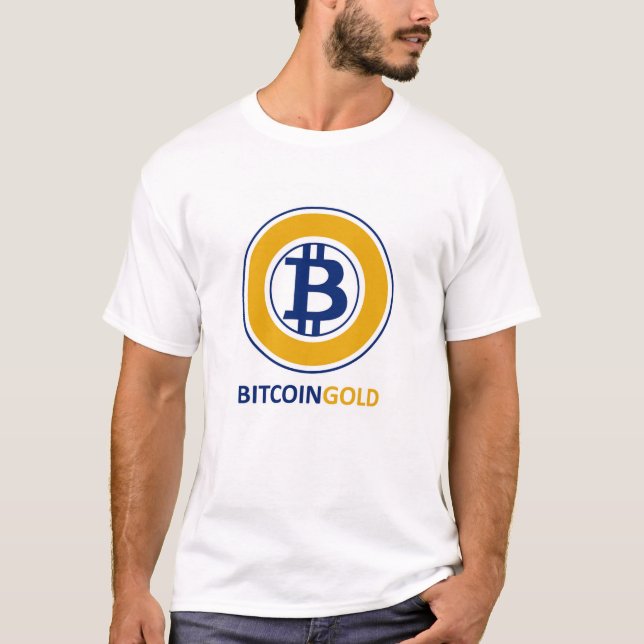 Camiseta Símbolo de Moedas de Criptomoeda Dourada Bitcurren (Frente)