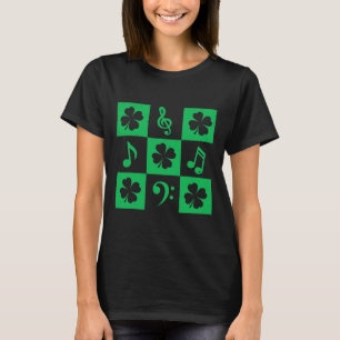 Camiseta Símbolo de Música Trevo Dia de São Patrício Músico