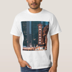 Camiseta Símbolo De Neon De Chicago Illinois À Noite