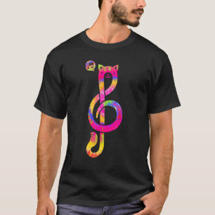 Camiseta Símbolo de Notas Musicais Musicat Gato Nota Musica