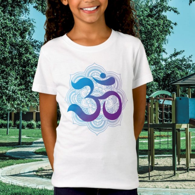 Camiseta Símbolo de Om Puro e Azul Mandala (Criador carregado)