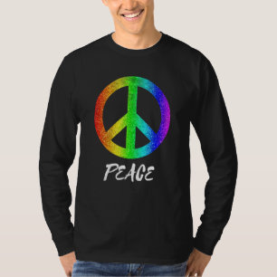 Camiseta Símbolo de Paz de Groovy dos anos 70 Colorido Símb