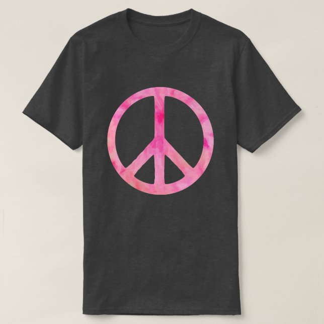 Camiseta Símbolo de Paz de Tie Dye Rosa (Frente do Design)