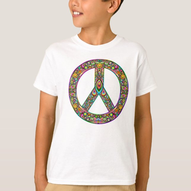 Camiseta Símbolo de Paz Design de Arte Psicodélica (Frente)