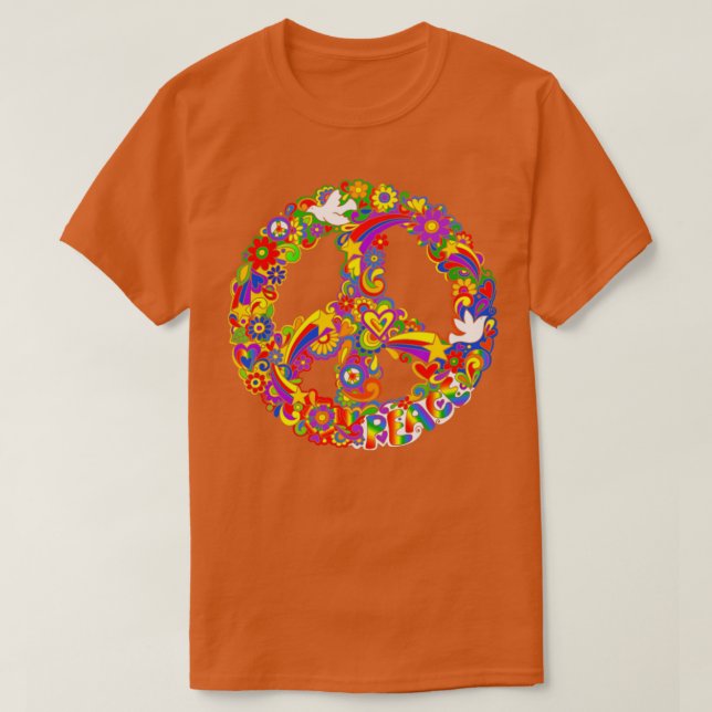 Camiseta Símbolo de Paz do Rainbow Colors (Frente do Design)