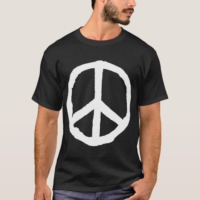 Camiseta Símbolo de paz duro - branco no escuro (Frente)