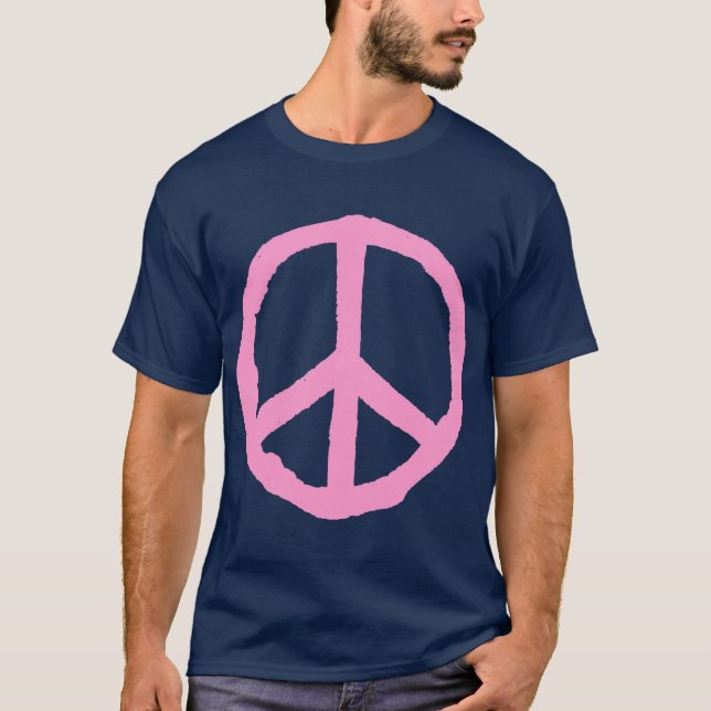 Camiseta Símbolo de paz duro - rosa no escuro (Frente)
