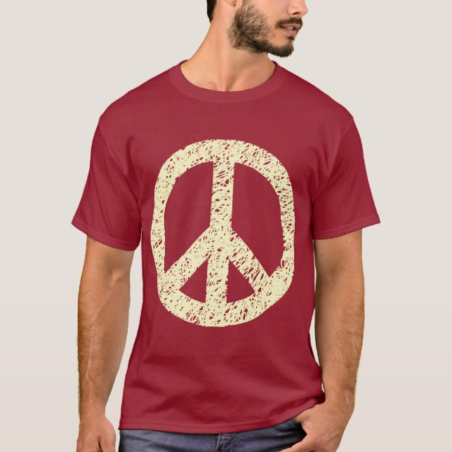 Camiseta Símbolo de Paz Escrito - Creme (Frente)