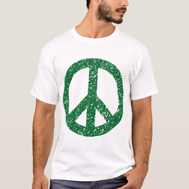 Camiseta Símbolo de Paz Escrito - Floresta Verde (Frente)