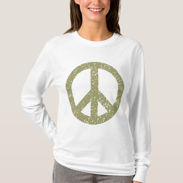 Camiseta Símbolo de Paz Escrito - Khaki (Frente)