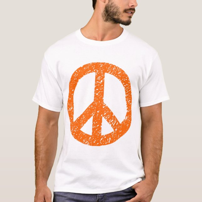 Camiseta Símbolo de Paz Escrito - Laranja (Frente)