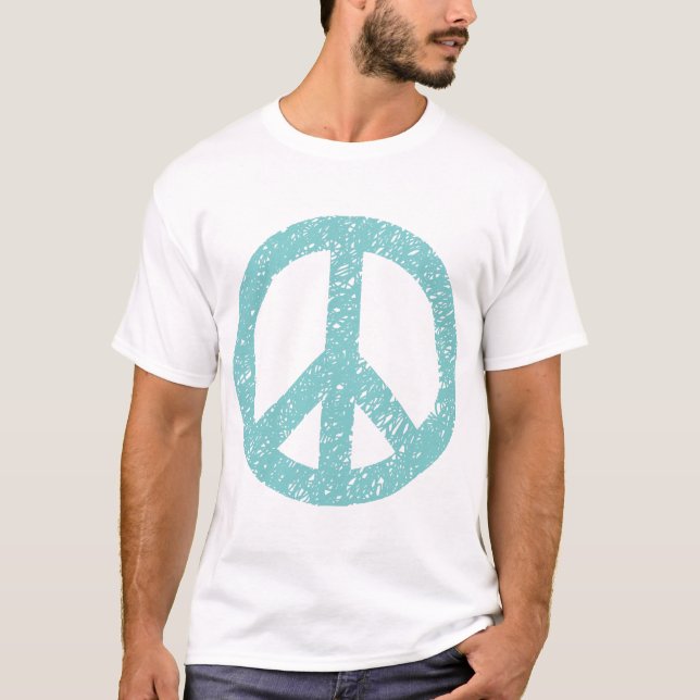 Camiseta Símbolo de Paz Escrito - Verde Azul (Frente)